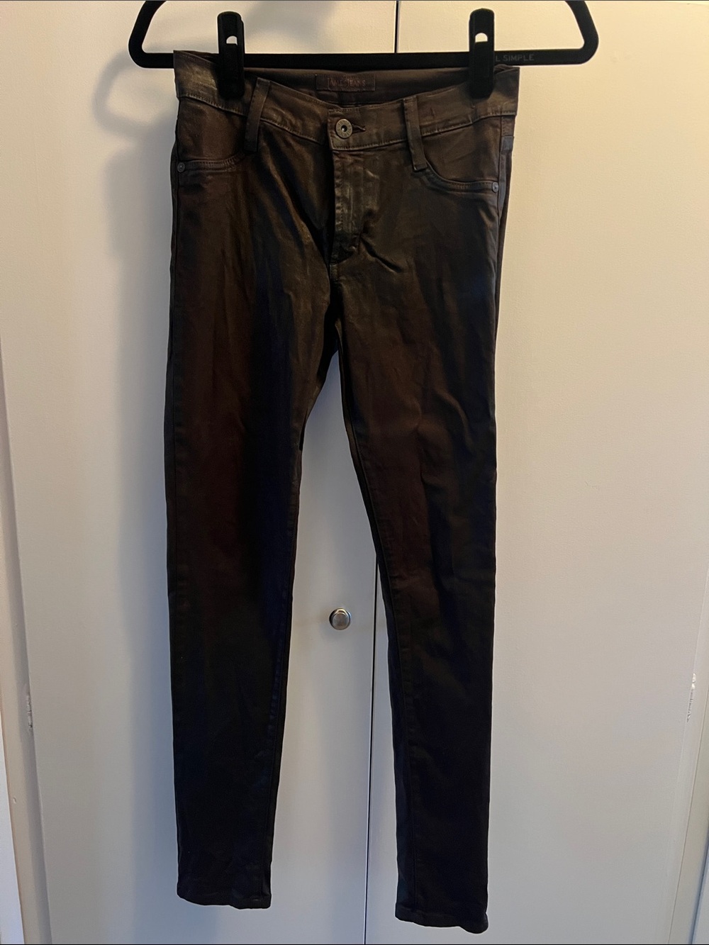 James Jeans Skinny Dark Brown Coated Denim